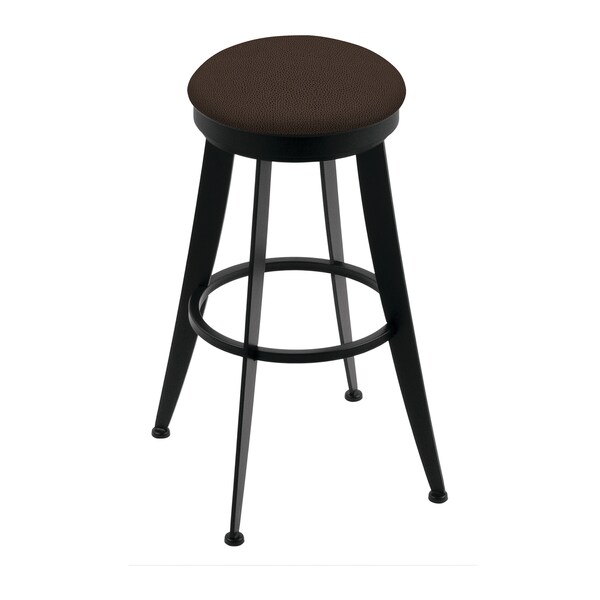 Laser 30" Swivel Bar Stool, Black Wrinkle, Rein Coffee Seat